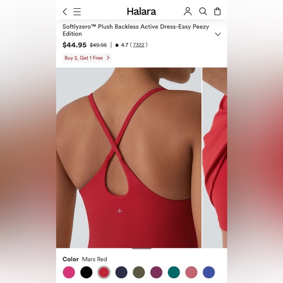 Halara Easy Peasy Active Dress, Red, Size Large 12/14 - Picture 4 of 5